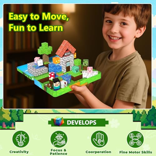 60 PCS Magnetic Blocks with Metal Box, 0.8in Mini Magnetic Building Cubes STEM Educational Toys for Kids Ages 3+ Boys Girls, Travel Airplane Classroom Play, Birthday Christmas Toy Gifts