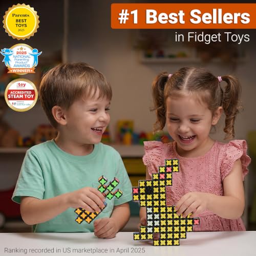 TOSY Magnet Cube 4x4 - 560 Magnets, 70 Blocks, 8 in 1 Toy: Puzzle Cube Game, Creative Building Blocks, Transformable Fidget Spinner, Infinity Cube, Magnet Tiles, UV Flashlight, Glowing STEM/STEAM Toy - color: Cube 4x4x4
