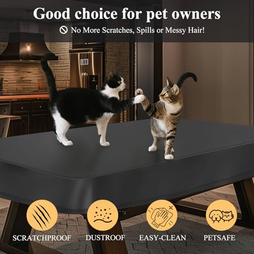 Saking Leatherette Pool Table Cover, Heavy Duty 8FT Billiard Table Cover Indoor & Outdoor, Waterproof & Tearproof Cover for Pool Table, Black, 8FT-100"LX 56"WX 8"H