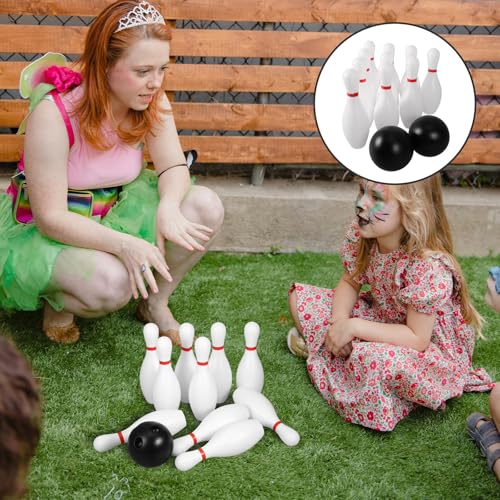 Homoyoyo Miniature Bowling Set Plastic Bowling Pins Balls, Indoor Sports for Toddlers and Children Ages 1-5, White