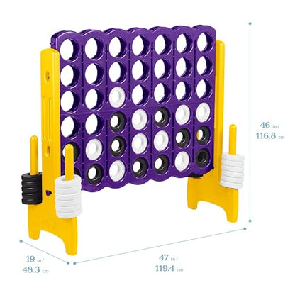 ECR4Kids Jumbo 4-to-Score Giant Game with 42 Rings and Reset Sliders, Kids Games, Purple/Gold - color: Purple/Gold