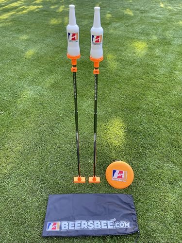 Beersbee® Polish Horseshoes Flying Disc Target Bottle Drop Adult Lawn Game- Camping, Backyard, Beach, Tailgating, Frat Party Games, Bottle Battle Bash