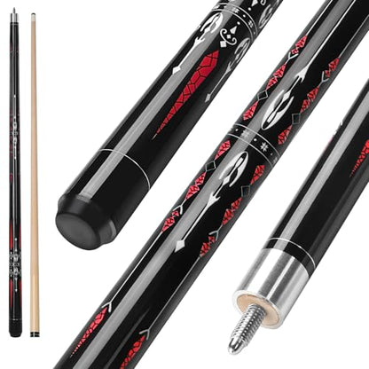 Pool Cue, 58" Billiard Cue Stick 2-Piece Maple Wood Pool Cue Stick 18 19 20 21oz for Bar House Pool Table Sports - color: Red 19oz