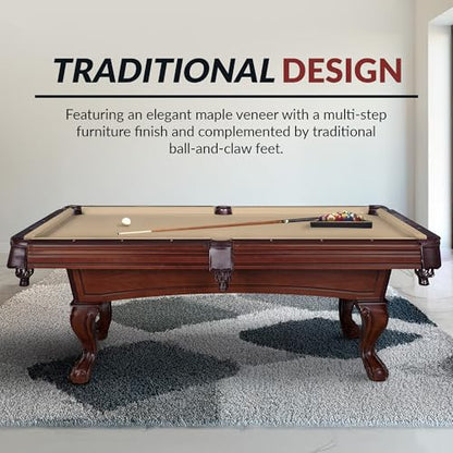 Hathaway Augusta 8 Ft Furniture Pool Table – Includes Cue Sticks, Billiard Balls – Classic Design Perfect for Family, Home, Dining, or Living Room - color: Walnut Finish