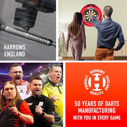 Harrows Ace Rubber Brass Steel Tip Darts Set Available in 20g, 22g, 24g & 26g - Includes Supergrip Shafts, Micron Marathon Flights & Convenient Travel Case - size: 20 g