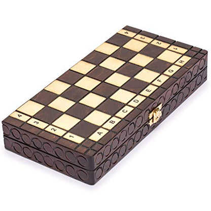Husaria European International Chess Wooden Game Set, King's Classic - 11.3-Inch Small Size Chess Set with Folding Board and Felt Bottom Chessmen - size: 11.3 Inch Classic