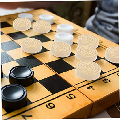Yardwe 24pcs Wooden Checkers Game Pieces Set Replacement Accessories for Board Games Universal for Outdoor Fun