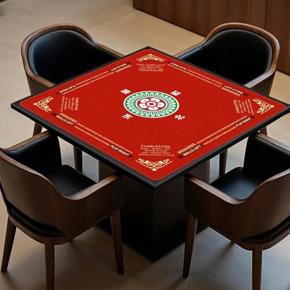 Mahjong Mat 32.4” x 32.4”, 3mm Thick Non-Slip Rubber Back Mahjong Table Mat, Noise Reduction Waterproof Mahjong Game Mat for Table, Mahjong Tile Mat for Cards, Dominoes & Board Games - color: Bright Red