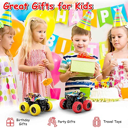 M SANMERSEN Monster Truck Toys for Kids, Friction Cars for Toddlers Push and Go 360° Rotating Stunt Car for 3+ Year Old Boys Girls Gifts (2 Pack - Red and Yellow) - color: Red