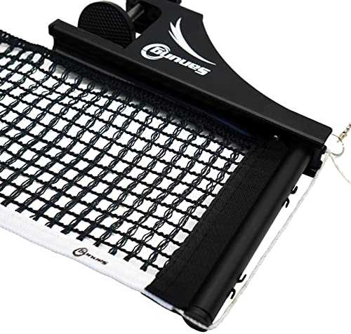 Sanung S405 Thickened Table Tennis Net and Post Set, Professional Foldable High Duty Ping Pong Screw on Clamp Net with Stable Base for Standard Table, Easy to Carry Install