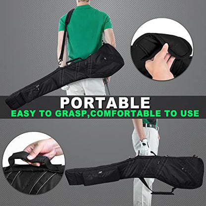 Big Teeth Golf Sunday Bag, Small Golf Bag Lightweight, Par 3 Golf Bag for A Few Clubs Driving Range, Practice with Carry Shoulder Strap Foldable Multi-Colour - color: Black