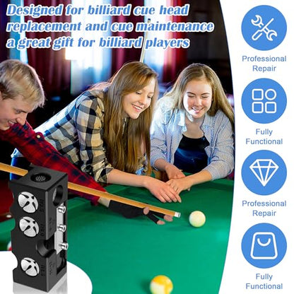 23Pcs Pool Cue Tips Replacement Kit, 11-in-1 Billiards Pool Cue Tip Shaper, 2 Chalk Cubes 6 Ferrules 6 Cue Tips 2 Blades 2 Wrenches 1 Scissors 1 Tape 1 Glove 1 Instruction Manual for Billiard