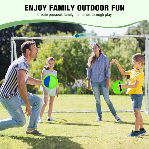 Sticky Toss and Catch Ball Game Set - Kids & Toddlers Outdoor Indoor Activity Toys for Boys Girls 3 4 5 6 7 8-12 Year Old - Great Games for Beach Pool Yard - Birthday Gifts Easter Basket Stuffers - size: 2 paddles 2 balls