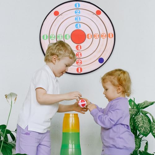 Sticky Dartboard and Sticky Ball Set, 2pcs 42cm Throwing with -and-Loop Target, Educational Indoor Throw for Boys and, Portable Game Set