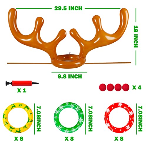Max Fun Inflatable Reindeer Antler Ring Toss Christmas Games Indoor Outdoor Party Games Hat for Xmas Gifts Holiday Party Supplies Favors Games for Family - style: Style B -4PACK
