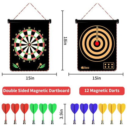 Magnetic Dart Board Games for Kids with 12 Darts Outdoor Toys for Boys Age 8-13 Cool Stuff Gifts Ideas for Teenage Boy Girls Age 8 9 10 11 12 13 14 15 16 Game Room Decor