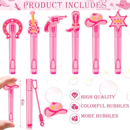 Winrayk Western Cowgirl Party Favors, 24Pcs Disco Cowgirl Mini Bubble Wands for Kids Bubbles Bulk with Detachable Topper (6 Styles), Birthday Gift Retro Rodeo Classroom Prizes Easter Goody Bag Stuffer - style: Cowgirl