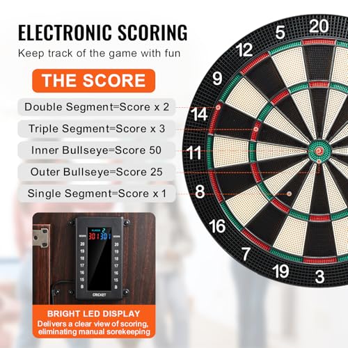 VEVOR Dart Board Cabinet Set, Multiple Styles Ready-to-Play Bundle Official Size, Steel Tip Dart Hideaway Cabinet, Features Easy Assembly, Complete with All Accessories, Perfect for Cricket Games - size: 35.3" x 20" x 2.7", style: Electronic Style