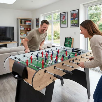 Table Soccer Game Table, Mini Foosball Table for Adults, Compact Indoor Football Table Games with Smooth Rods and Scoreboard, Includes 2 Balls for Home Game or Office Entertainment, Wood