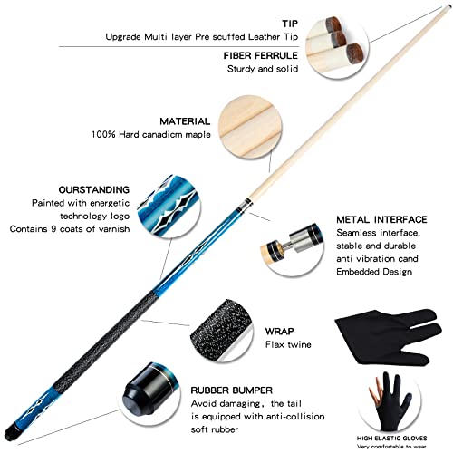 58 Inch 19oz/20oz Maple Billiard Stick Pool Cue Set 13mm Tip, Hardwood Canadian Maple Professional Billiard Pool Cue Stick - color: 19Oz