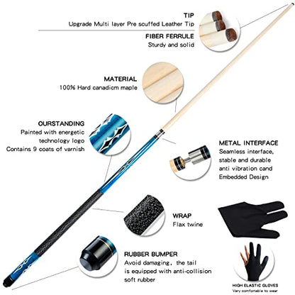 58 Inch 19oz/20oz Maple Billiard Stick Pool Cue Set 13mm Tip, Hardwood Canadian Maple Professional Billiard Pool Cue Stick - color: 19Oz