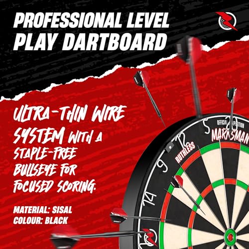 Ruthless | Marksman Dart Board | Professional Level Ultra Thin Wire Sisal Dartboard for Steel Tip Darts (DB072)