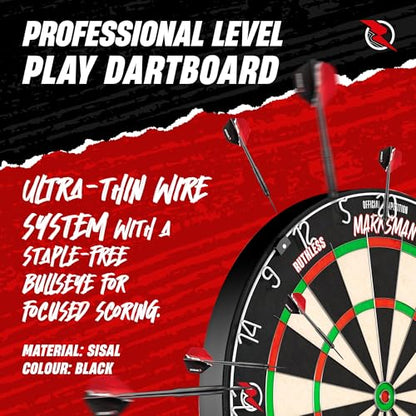 Ruthless | Marksman Dart Board | Professional Level Ultra Thin Wire Sisal Dartboard for Steel Tip Darts (DB072)