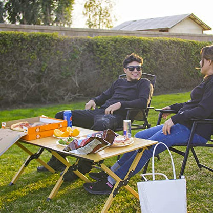Rollingsurfer Folding Camping Table, Lightweight Roll-Up Table Aluminum Low Portable Picnic Table with Easy Carrying Bag for Outdoor, Beach, Picnic, Backyards, BBQ and Party, 45.2"L x 23.6"W x 17.3"H - size: 45.2inch