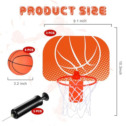 Honoson 3 Sets Indoor Trash Can Basketball Game Set Includes 3 Mini Clip on Basketball Hoop with Backboard 6 Inflatable Ball Pump Office Decompression Toy Birthday Gift Back to School(Fresh) - color: Fresh