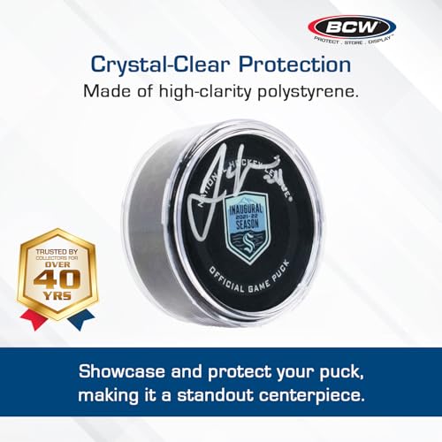 BCW Hockey Puck Tube Display Case - 1 ct - Crystal Clear, Stackable & Snug Fit
