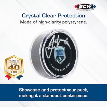 BCW Hockey Puck Tube Display Case - 1 ct - Crystal Clear, Stackable & Snug Fit