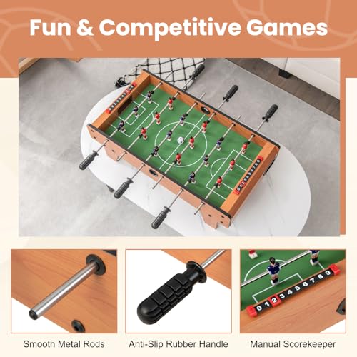GYMAX Foosball Table, 27" Table Top Foosball with 2 Footballs, Mini Foosball Table for Kids Game Room, Family Night, Wooden