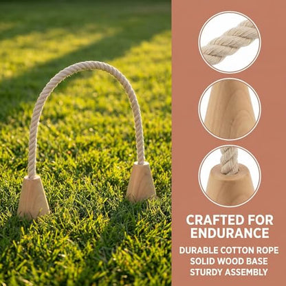 5pcs Cotton Rope Croquet Wickets with Wood Base Portable Lightweight Family Lawn Game for Backyard Outdoor Activities Simple Setup and Travel-Friendly Design