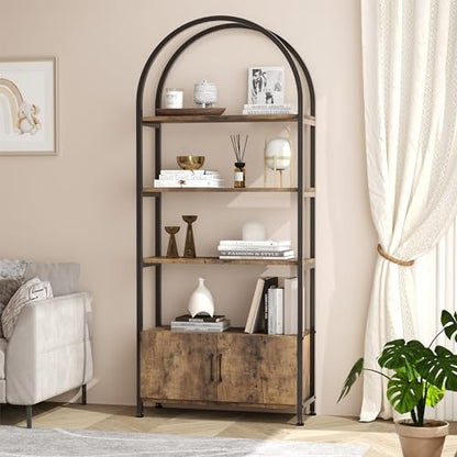 GAOMON Bookshelf with Door, 71.5 Inch Tall Bookcase with Storage Cabinet Shelf, 4-Tier Modern Display Shelf for Bedroom Living Room - color: Black