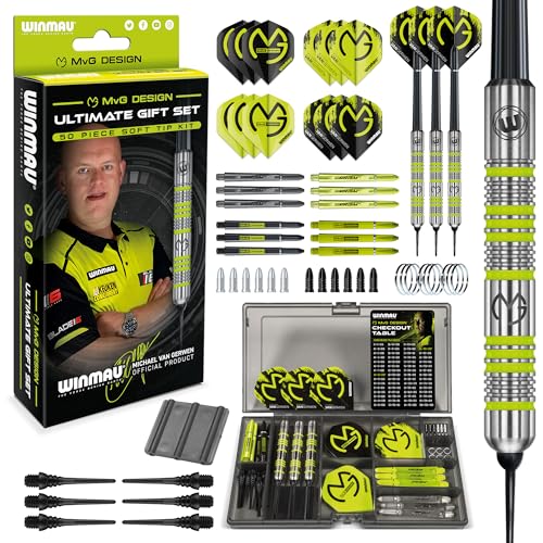 Winmau Darts - Michael Van Gerwen | Mike Maloney | Leonard Gates - Professional Players - Soft Tip Darts - Includes Dart Flights and Shafts - size: std