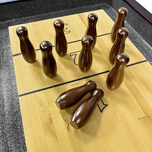 Tabletop Shuffleboard Bowling Pin Set Portable Shuffleboard Bowling Pin Game,Solid Wood Shuffleboard Bowling Curling Games- Easy Carry - color: Walnut