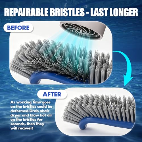 Pool Brush Head, Heavy Duty Scrub Brush with Upgraded Premium Nylon Bristles and Reinforced Aluminium Back for Cleaning Inground/Above Ground Swimming Pool, Walls, Bath Tub, Tiles & Floors(Blue) - color: Ultra Blue