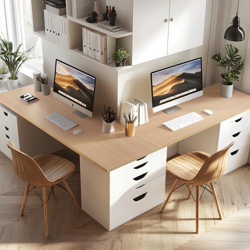 Kaboon Universal Tabletop 36"x20", Solid One-Piece Melamine Table Top, Double L-Desk Floating Desk DIY, Home and Office Countertop, Light Walnut - color: Light Walnut, size: 36x20