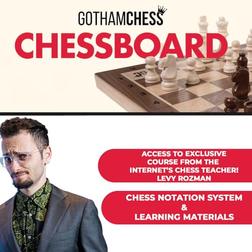 GothamChess Board | Foldable & Portable, Magnetic Chess Pieces, Organized Fitted Storage, Includes Course by International Master Levy Rozman, Game for Families & Adults | 15.75" x 15.75"
