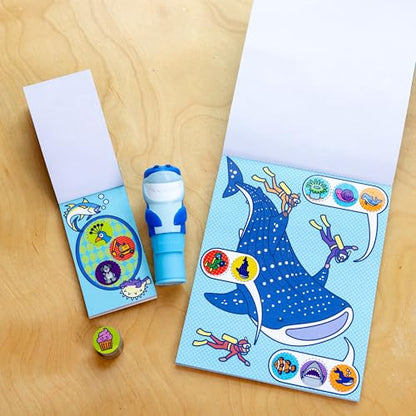 Melissa & Doug Sticker Wow!™ Shark Bundle: 24-Page Activity Pad, Sticker Stamper, 500 Stickers, Mini Pad, Arts and Crafts Fidget Toy Collectible Character - color: Shark, size: Bundle