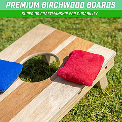 GoSports 2 ft x 1 ft Backpack Cornhole Game Set, Includes 2 Premium Wood Travel Size Boards and 8 Mini Stick and Slide Bean Bags