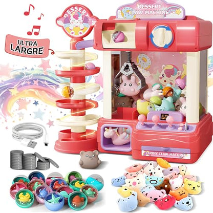 Claw Machine for Kids, Mini Vending Machine Toy for Girls, Arcade Game Toy for Ages 8-13, Electronic Claw Game with Lights & Sound, Perfect for Parties & Birthday Gifts for Ages 4+