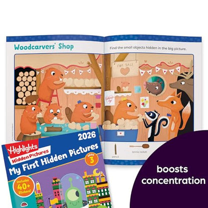 Highlights My First Hidden Pictures 2026 Activity Books for Kids Ages 3-6, 4-Book Set of Travel-Friendly Screen Free Seek and Find Fun with Stickers