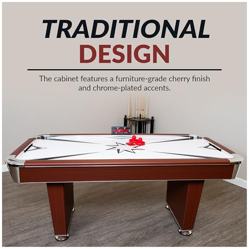 Hathaway Midtown 6' Air Hockey Family Game Table with Electronic Scoring, High-Powered Blower, Cherry Wood-Tone, Strikers and Pucks