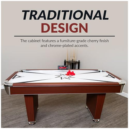 Hathaway Midtown 6' Air Hockey Family Game Table with Electronic Scoring, High-Powered Blower, Cherry Wood-Tone, Strikers and Pucks
