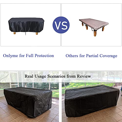 Onlyme Pool Table Cover, 7/8/9 FT Billiard Table Cover, Waterproof Dustproof Durable Table Cover for Snooker Ping Pong Tennis Table