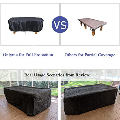 Onlyme Pool Table Cover, 7/8/9 FT Billiard Table Cover, Waterproof Dustproof Durable Table Cover for Snooker Ping Pong Tennis Table