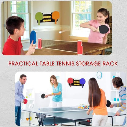 Ping Pong Paddle Holder, Ping Pong Paddle Storage Rack Wall Mounted Holds 8 Paddles and 12 Balls, Table Tennis Racket Display Organizer for Game Room,Home - color: Black