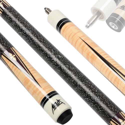 AKLOT Pool Cue Stick 58'', Canadian Maple Pro Billiard Cue &13mm Leather Tip, Anti-Slip Grip, 18/19/20/21oz Billiard Pool Stick for Adults/Beginner/Pro Player - color: Brown with Wrapped Grip