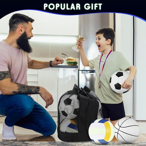 Sratte 5 Pcs Glow in The Dark Sport Ball Set for Kid Teen Official Size Football Basketball Soccer Ball Volleyball Baseball with Carry Bag and Pump Back to School Gift